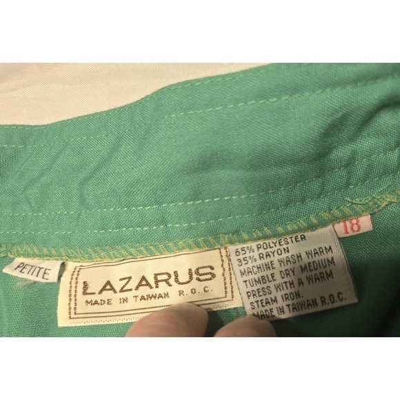 Vtg Lazarus True Green Button A-Line Skirt 18 Petite (30" Waist) Pockets Classic - Picture 6 of 8
